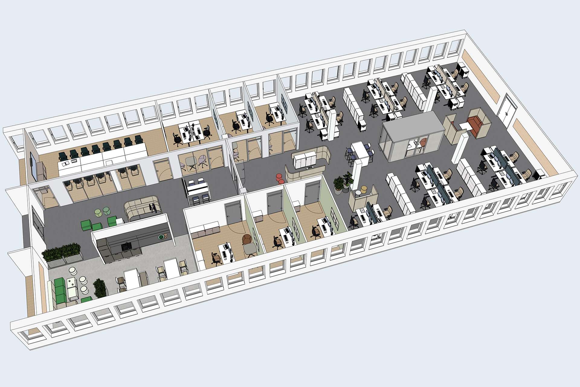 Musterplanung aus Planungssoftware: Grafische Darstellung der Musterplanung in 3D