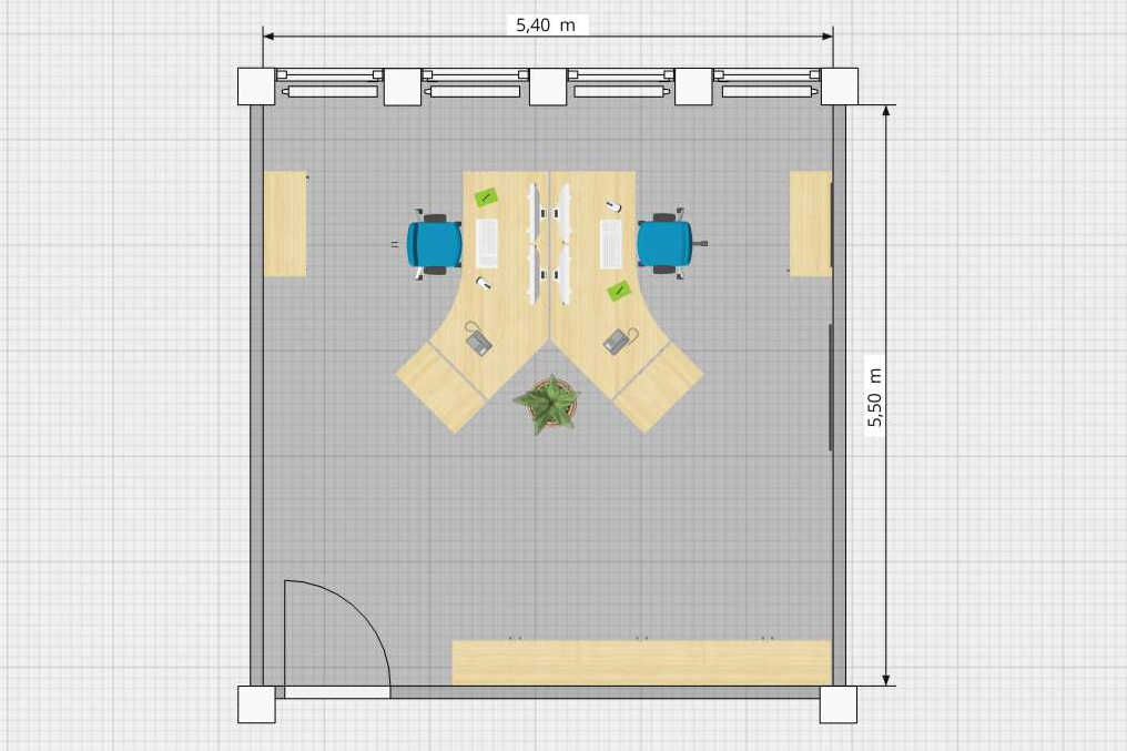 Planungsbeispiele OnlinePlanner Grafische Darstellung eines Zweipersonenbüros