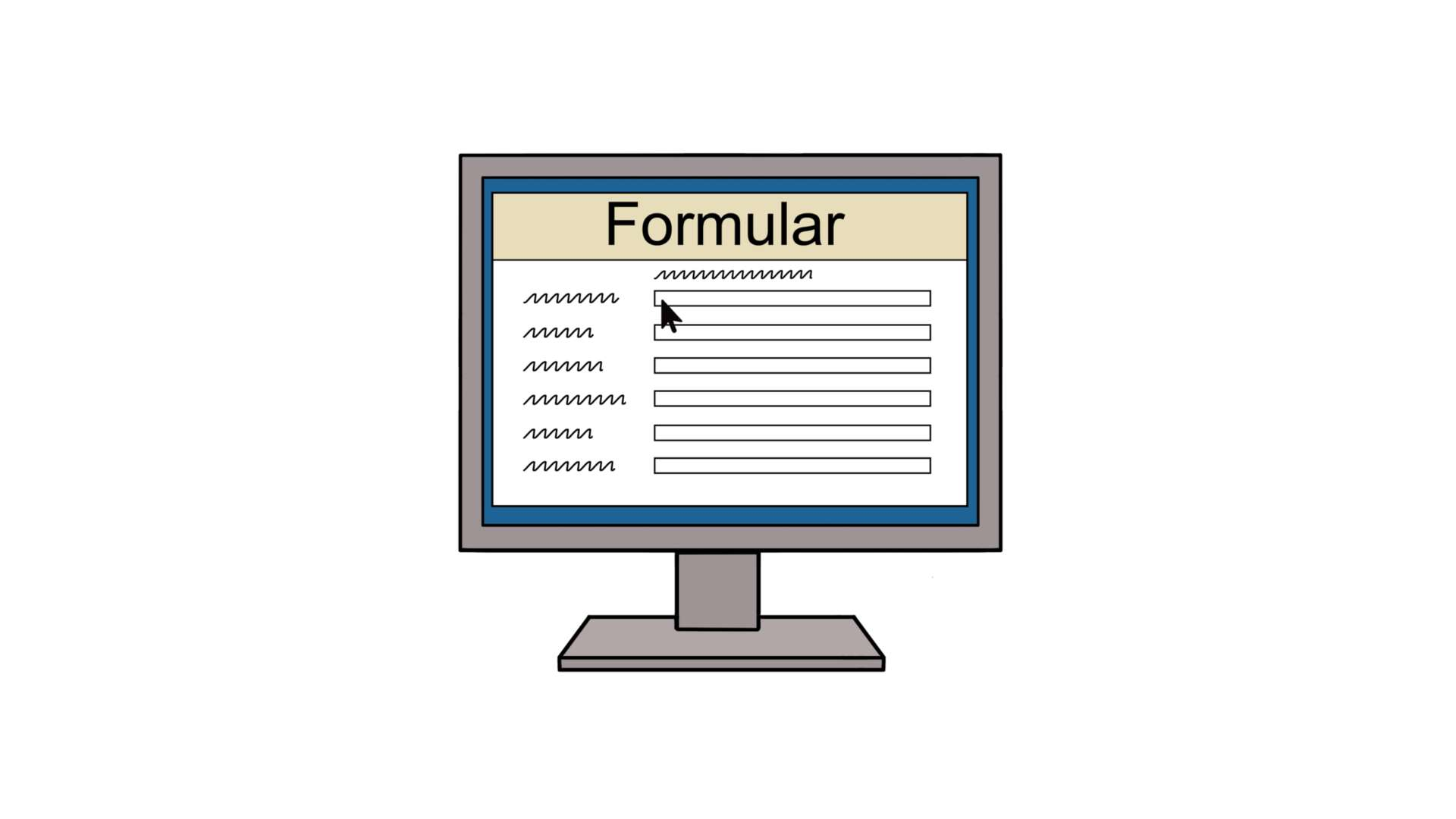 Bild eines auszufüllenden Formulars auf dem Bildschirm