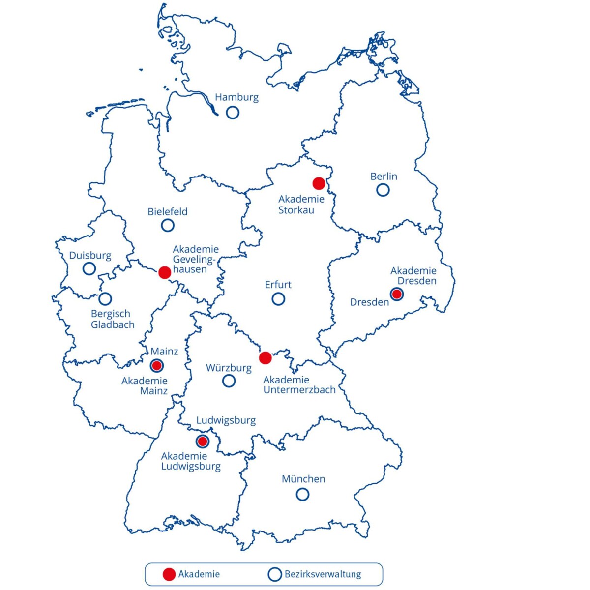 Deutschlandkarte VBG Standorte mit Legende