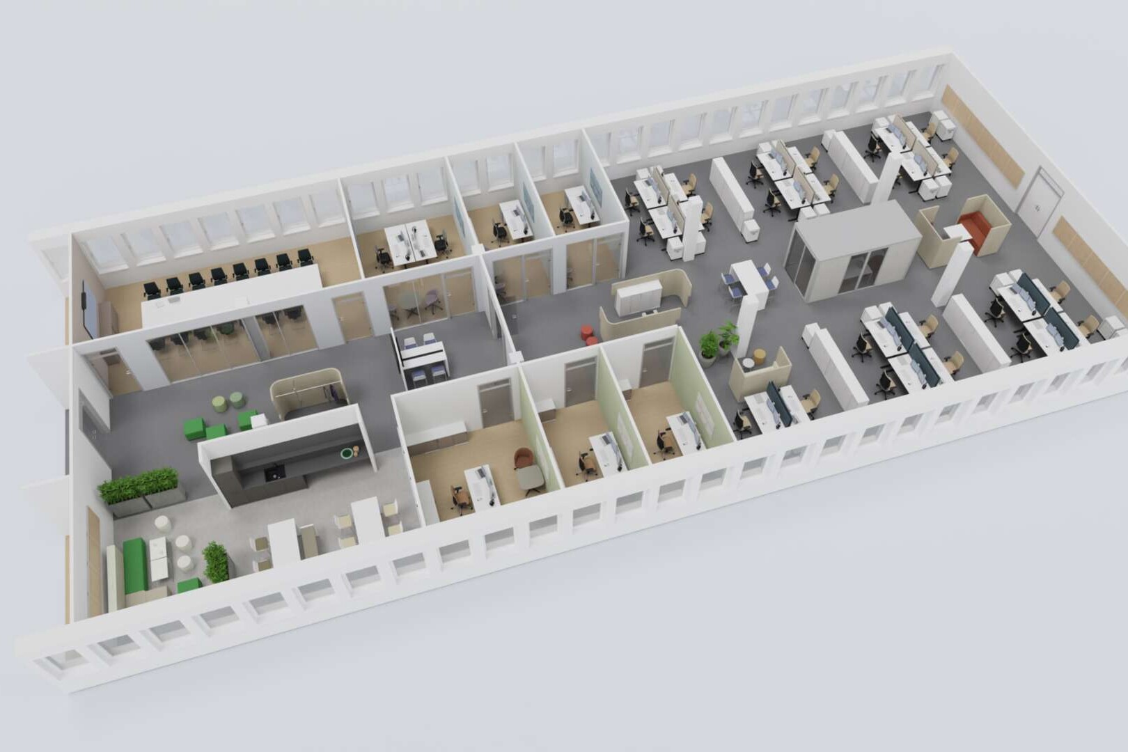 Musterplanung aus Planungssoftware: Gerenderte Darstellung der Musterplanung in 3D