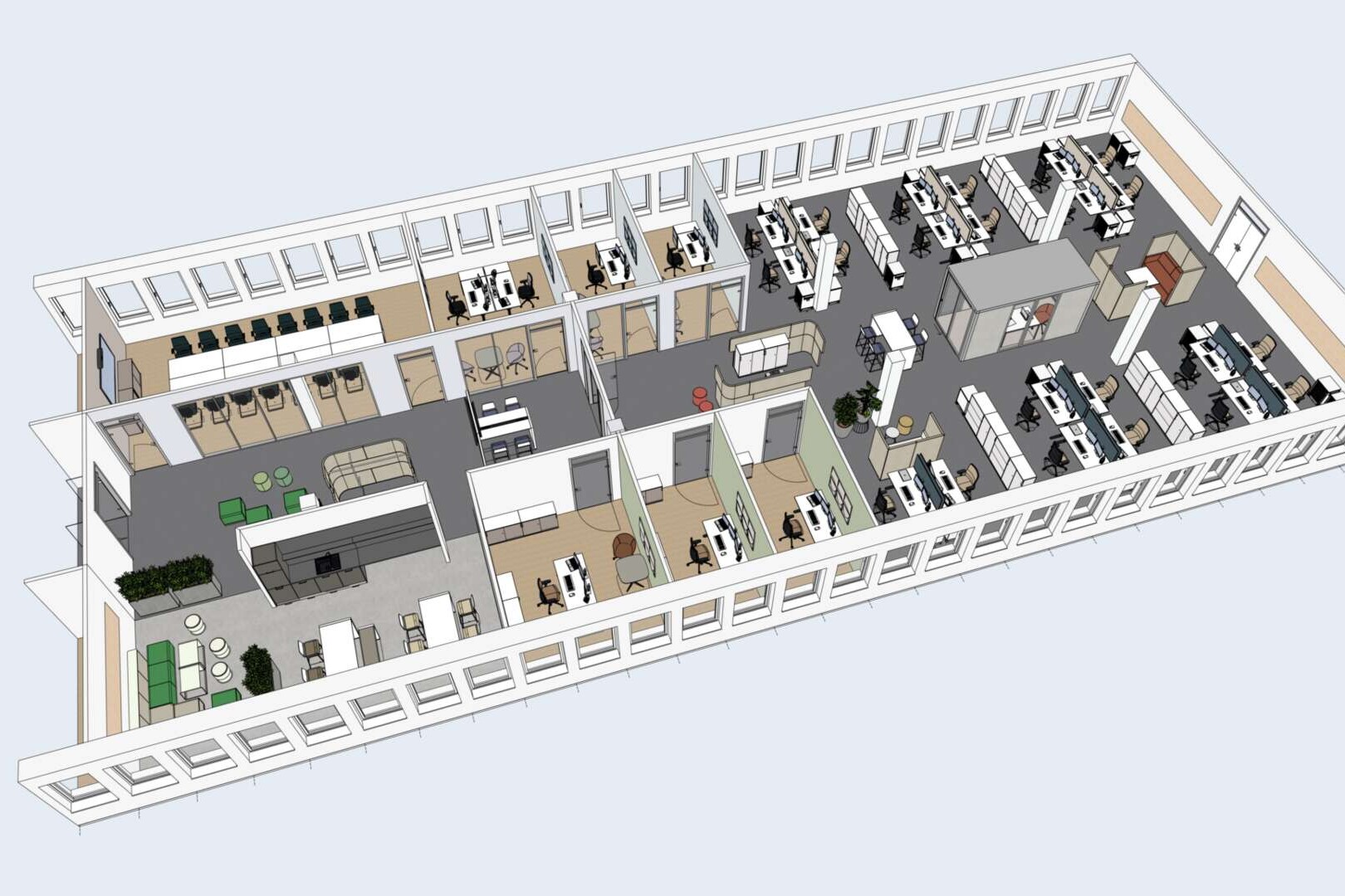 Musterplanung aus Planungssoftware: Grafische Darstellung der Musterplanung in 3D