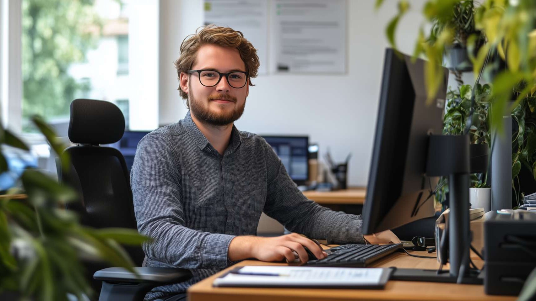 Mann am Schreibtisch  im Büro