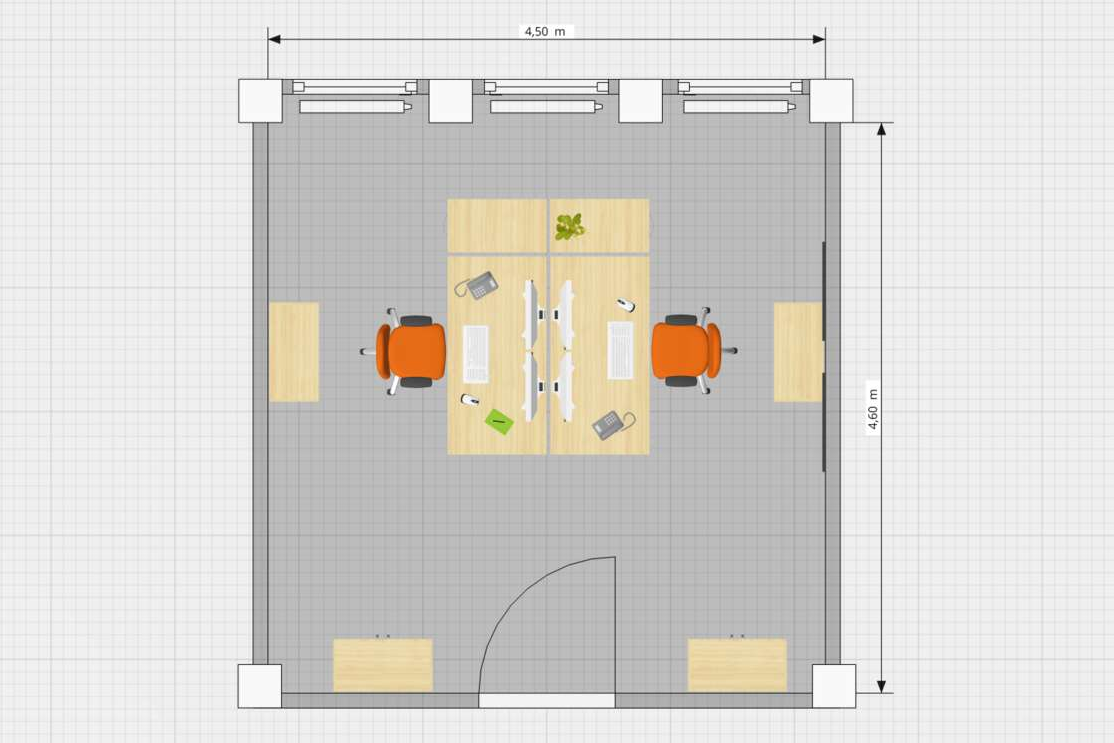 Planungsbeispiele OnlinePlanner Grafische Darstellung eines Zweipersonenbüros