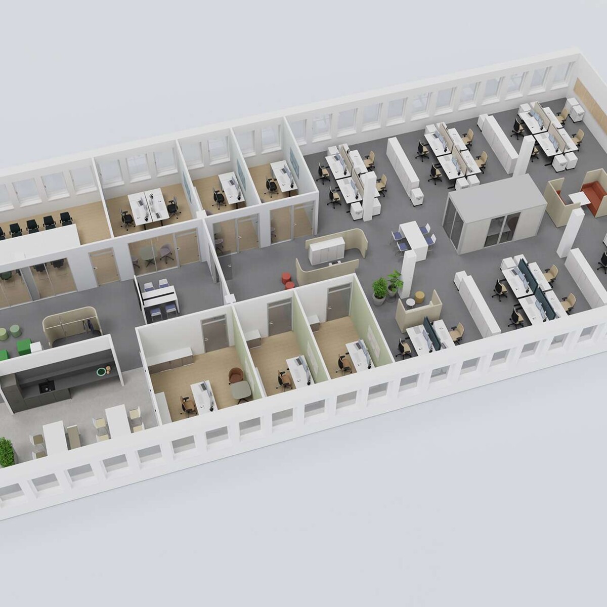Musterplanung aus Planungssoftware: Gerenderte Darstellung der Musterplanung in 3D