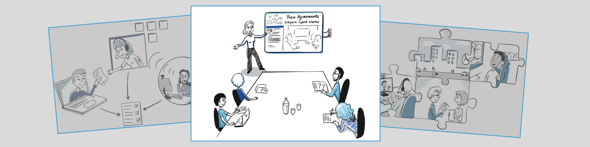 Meeting im Büro mit fünf Personen