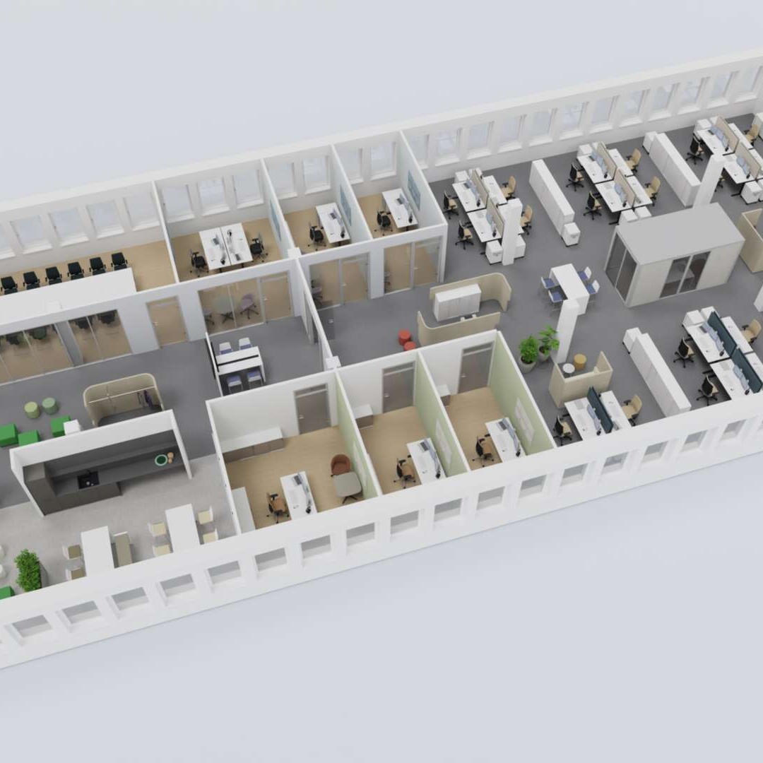 Musterplanung aus Planungssoftware: Gerenderte Darstellung der Musterplanung in 3D