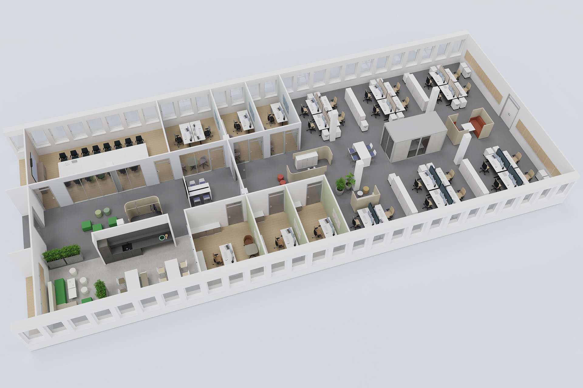 Musterplanung aus Planungssoftware: Gerenderte Darstellung der Musterplanung in 3D