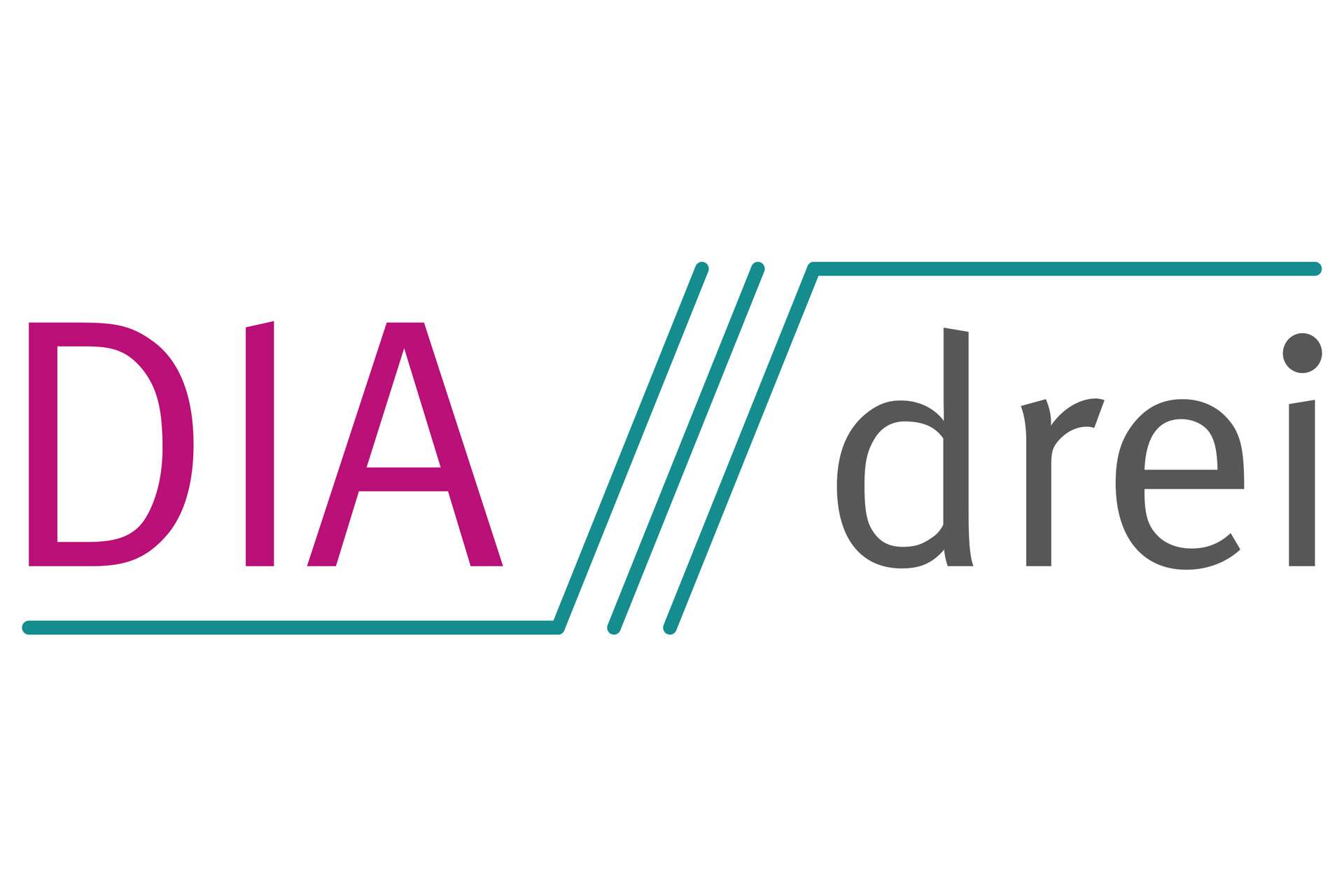 DIAdrei-Logo Schriftzug mit drei Linien