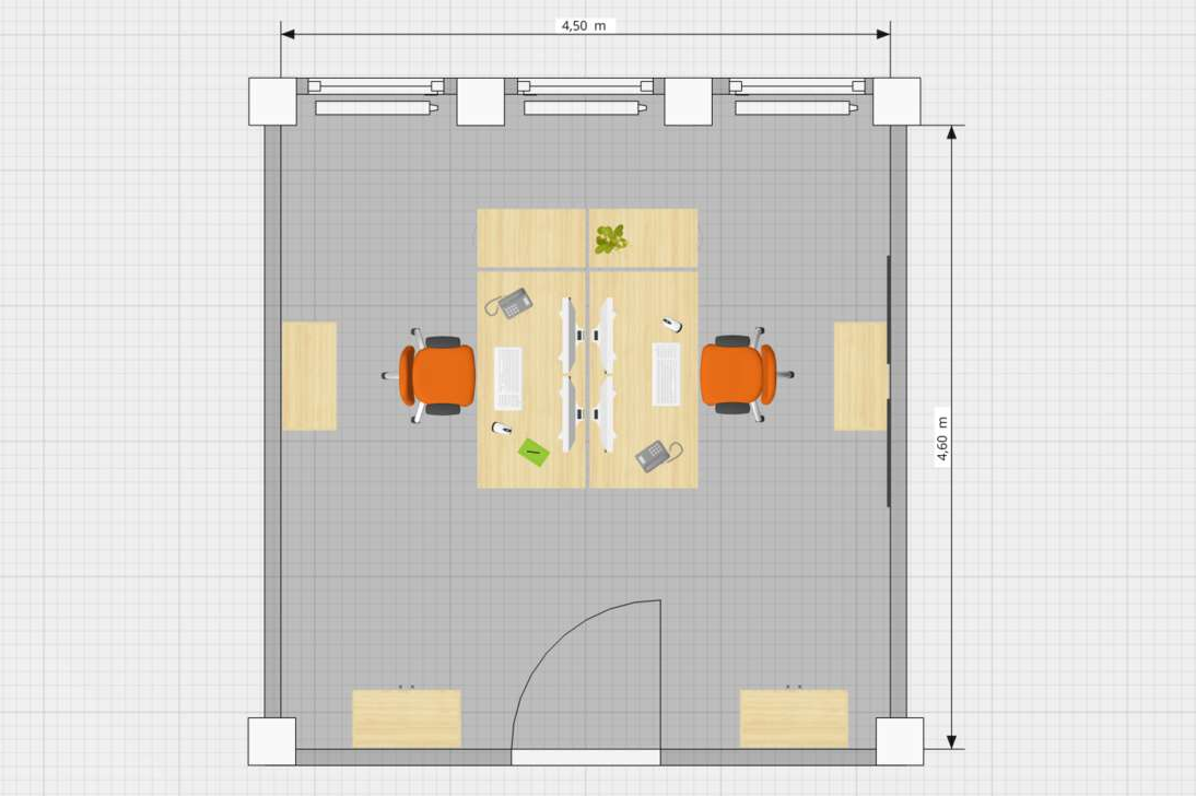 Planungsbeispiele OnlinePlanner Grafische Darstellung eines Zweipersonenbüros